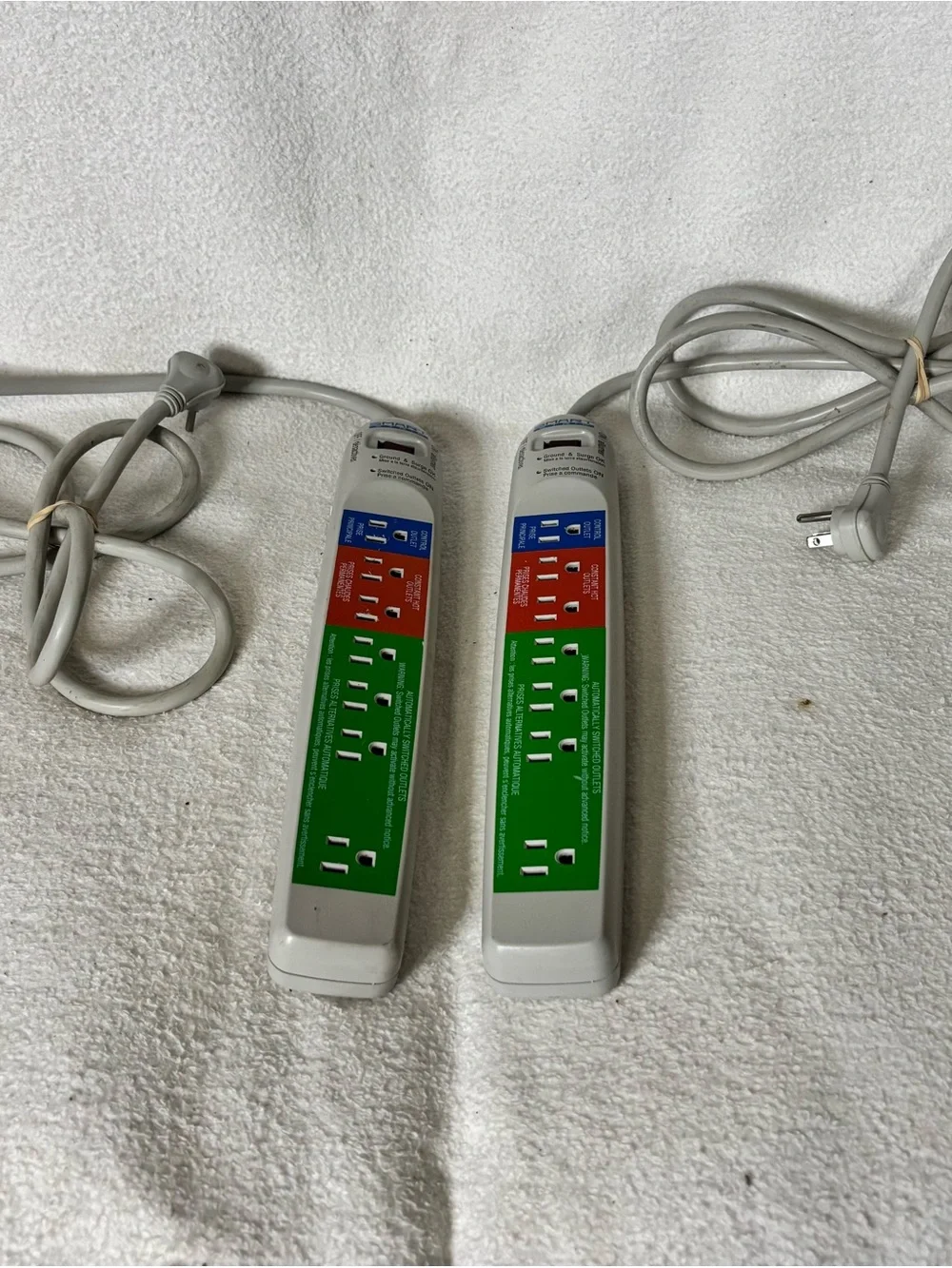 White Surge Protector Power Strip with Multiple Outlets 2 set